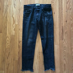 Moussy Vintage sz 27 black wash 100% cotton great pre owned condition raw edge